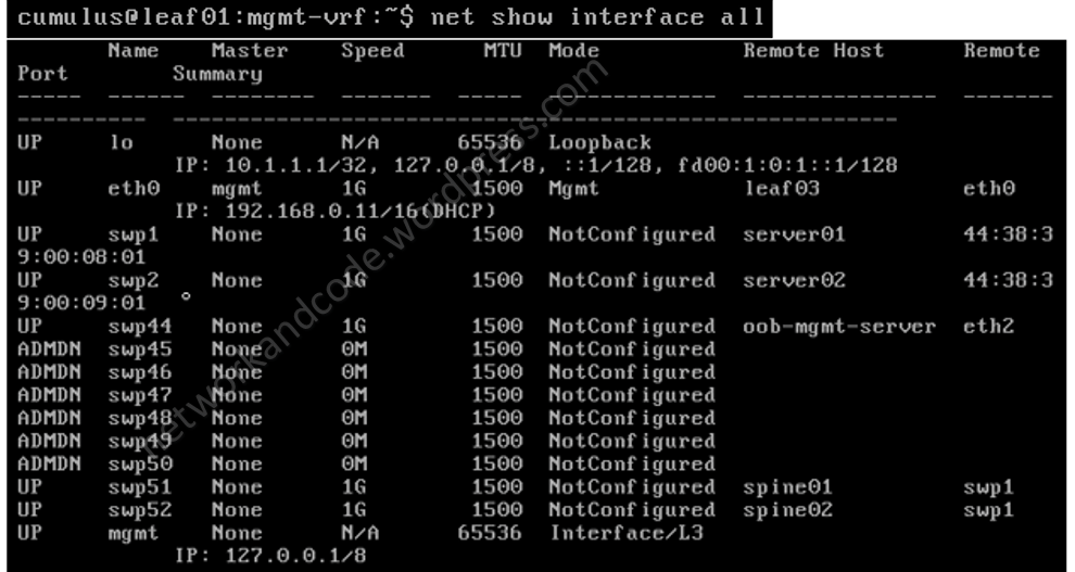check the status of all interfaces using nclu
